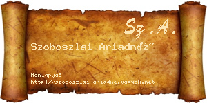 Szoboszlai Ariadné névjegykártya